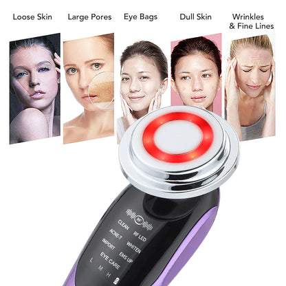 7 in 1 Face Lift Devices EMS RF Microcurrent Skin Rejuvenation Facial Massager Light Therapy anti Aging Wrinkle Beauty Apparatus