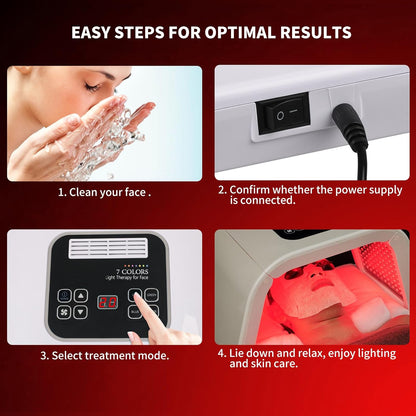 Red Light Therapy for Face, 7 Color LED Face Mask Neck Body SPA Skin Care Equipment at Home Use