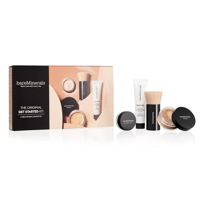 Original Get Started Kit, 4 Piece Mini Mineral Makeup Includes Original Loose Foundation, Face Primer, Setting Powder, Brush, Travel Sizes, Must-Have Kit, Vegan