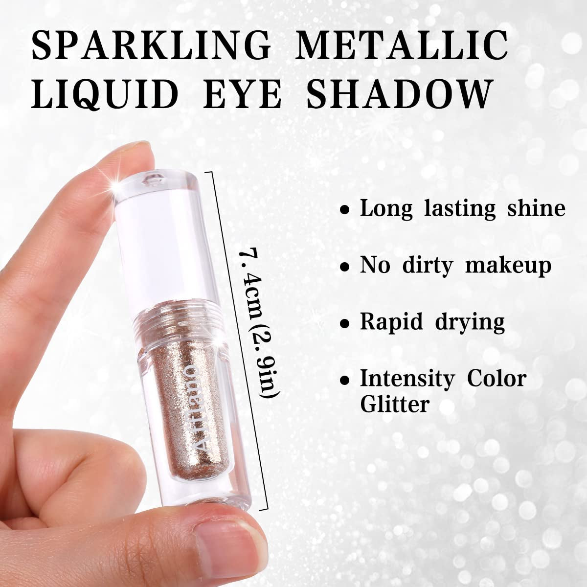 White Glitter Sparkly Liquid Eyeshadow Set,High-Impact Metallic Diamond Pearl Glitter Eyeshadows for Eyes/Face,Longwear Crystals Eye Makeup Bling Shimmery,Talc Free Fit Mature Skin for Old Women,#3