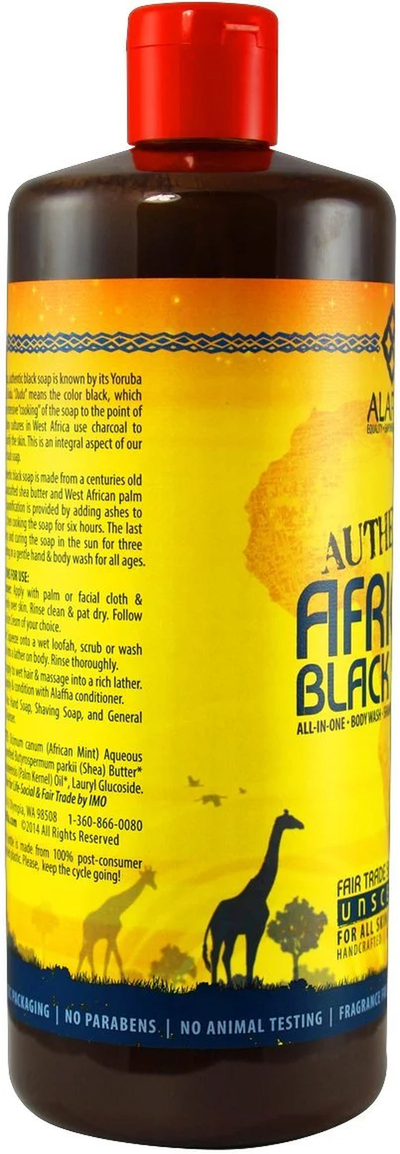 Authentic African Black Soap All-In-One, Unscented 32 Fl Oz