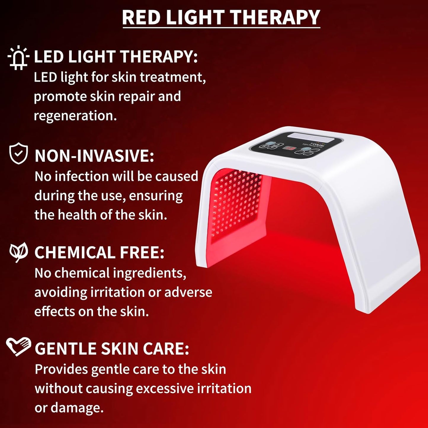 Red Light Therapy for Face, 7 Color LED Face Mask Neck Body SPA Skin Care Equipment at Home Use