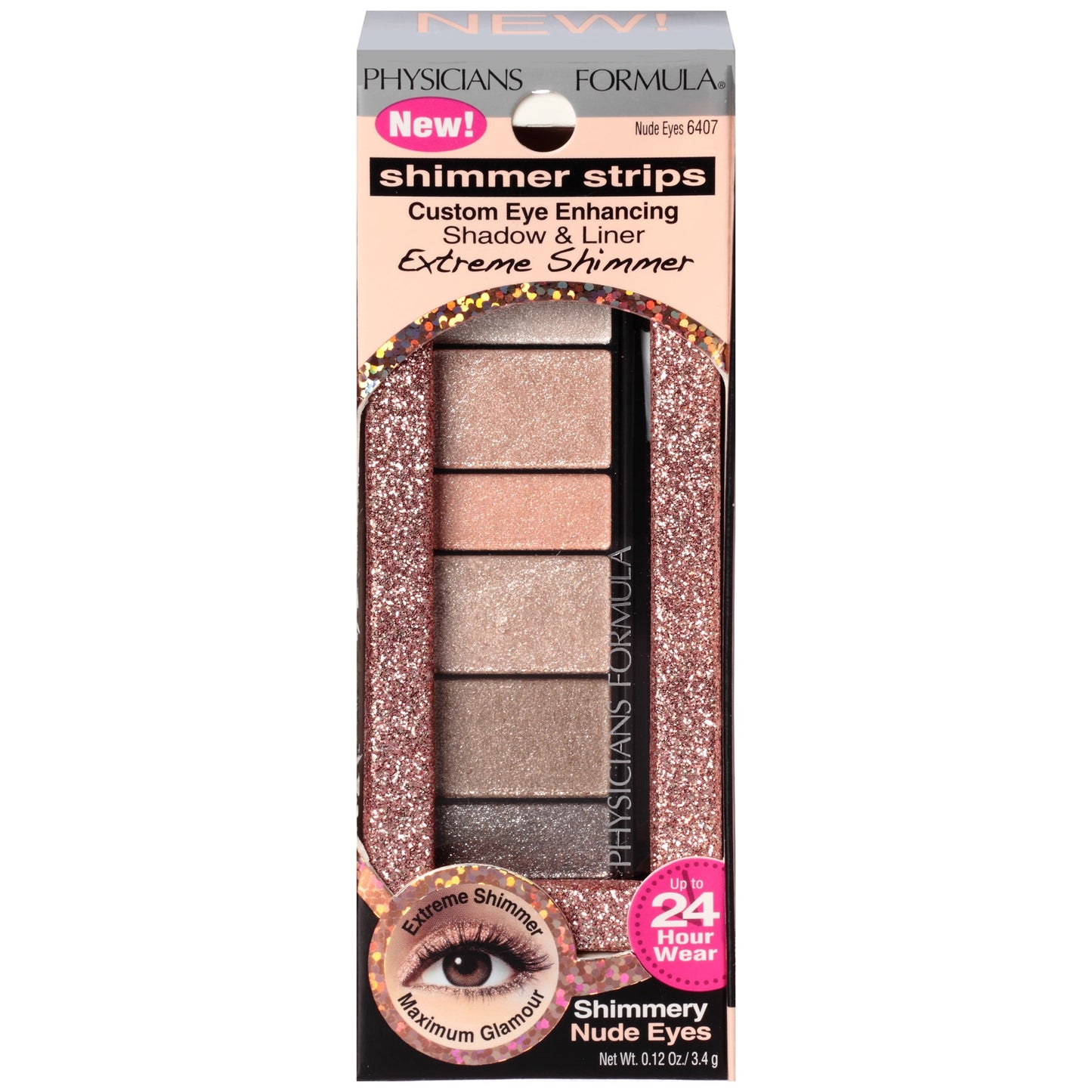 Shimmer Strips Eyeshadow, Eye Shadow Palette & Liner, Nude Eyes, 0.26 Oz