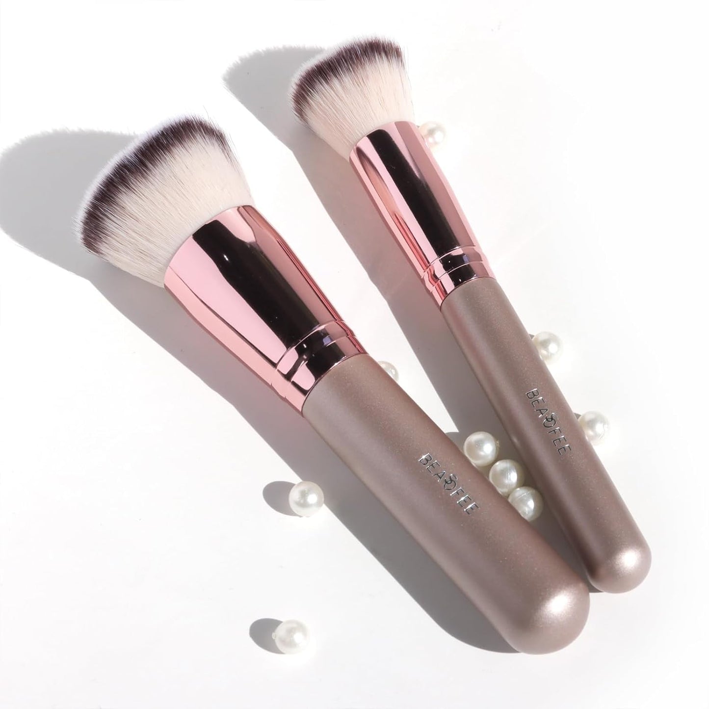 Foundation Brush Flat Top -Kabuki Makeup Brushes Foundation Brush for Liquid Makeup Cream Powder,The Big Fiber Bristles,Stippling Buffing Blending Good Premium Face Makeup Brush Set Tools Rose Gold