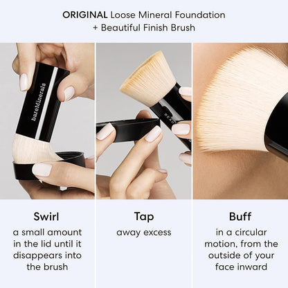 Original Get Started Kit, 4 Piece Mini Mineral Makeup Includes Original Loose Foundation, Face Primer, Setting Powder, Brush, Travel Sizes, Must-Have Kit, Vegan