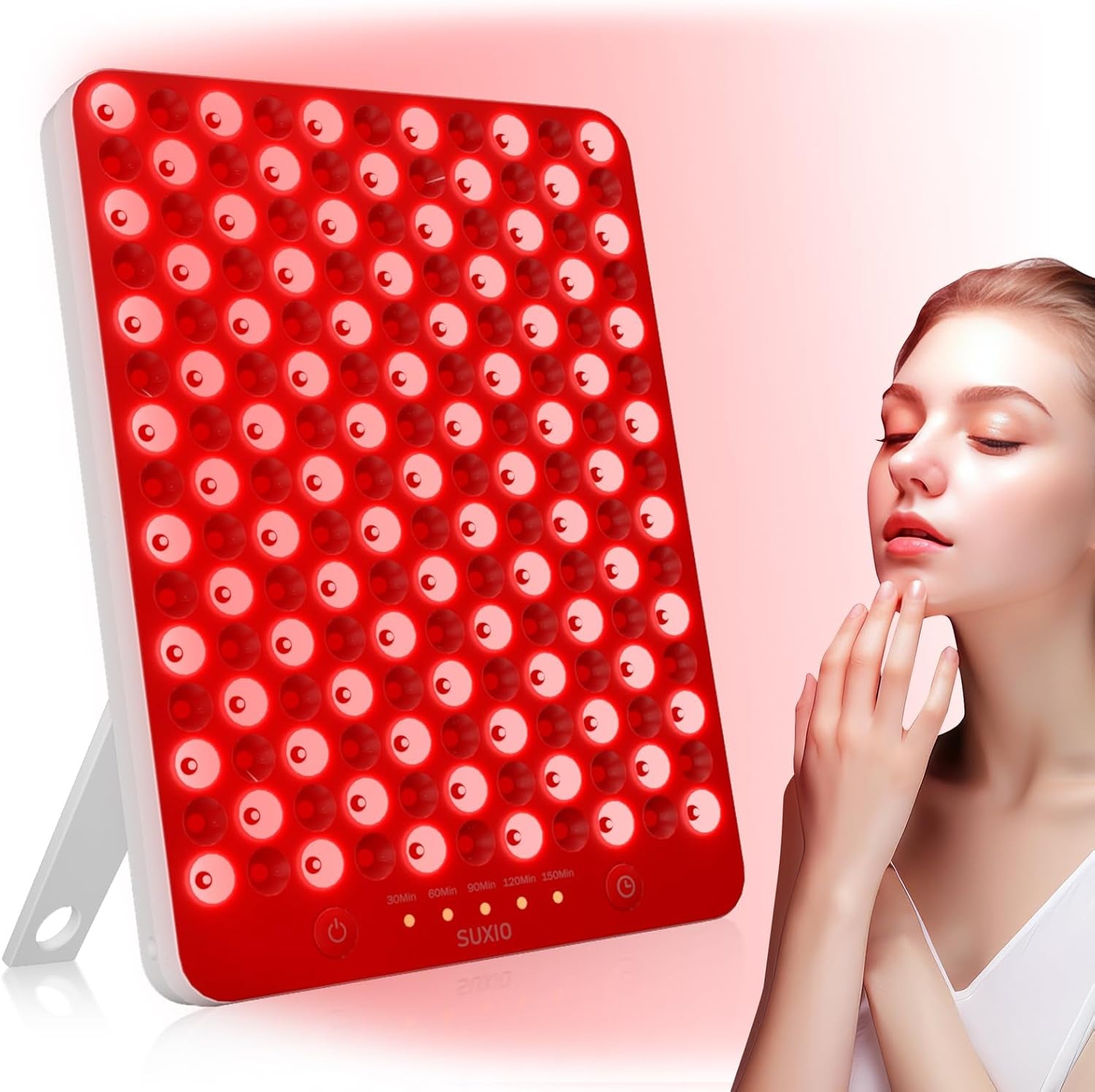 Red Light Therapy Lamp - 165 LED Red Light Therapy Panel for Face & Body, Portable Deep 660Nm - 850Nm near Infrared Light Therapy Device with Eye-Patch, White