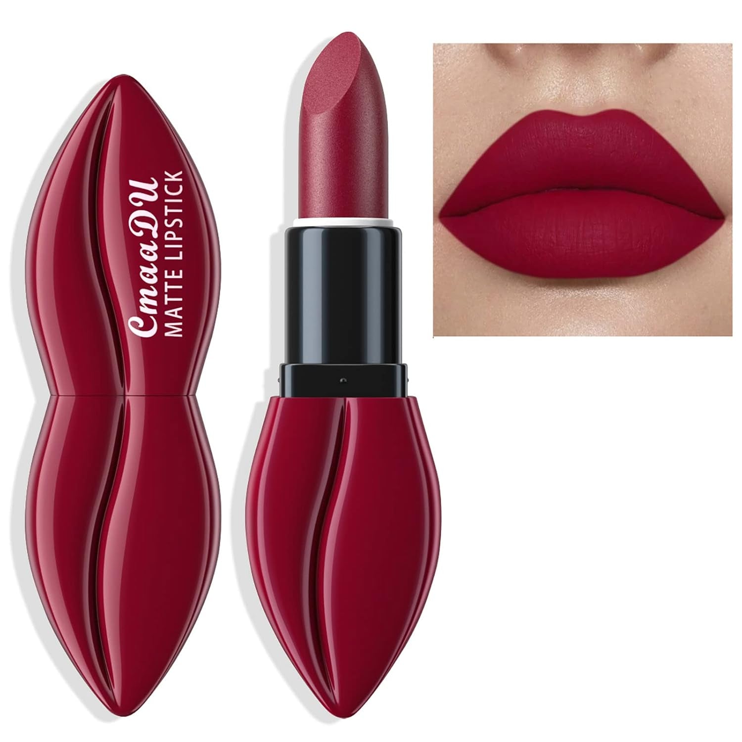 Matte Red Lipstick for Women, Moisturizing Velvet Lipsticks, Long Lasting Smudge-Proof Lip Stick, Light Bright Labiales Matte Lipstick Lip Stain High Pigmented Dark Makeup Lip Gloss (#01)