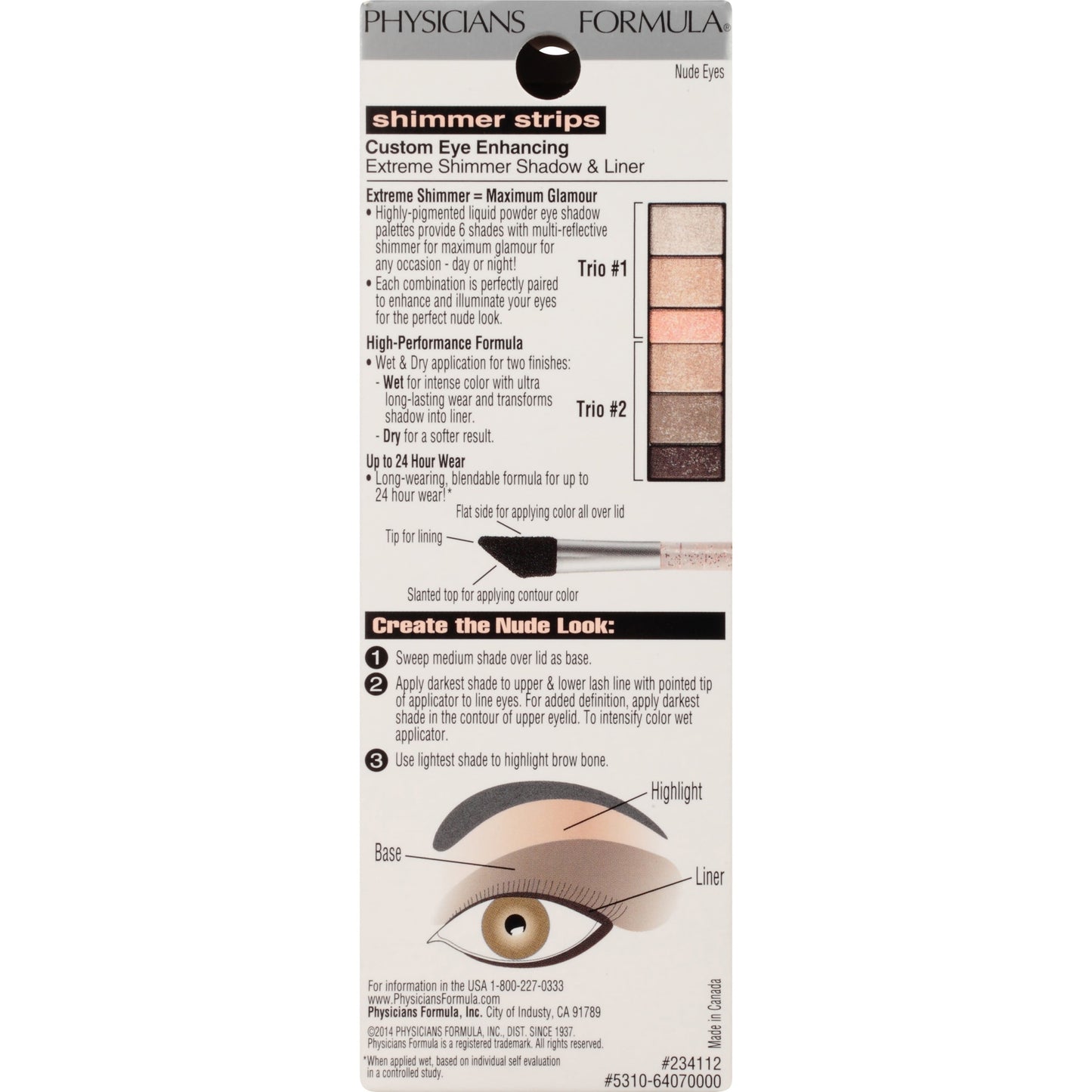 Shimmer Strips Eyeshadow, Eye Shadow Palette & Liner, Nude Eyes, 0.26 Oz