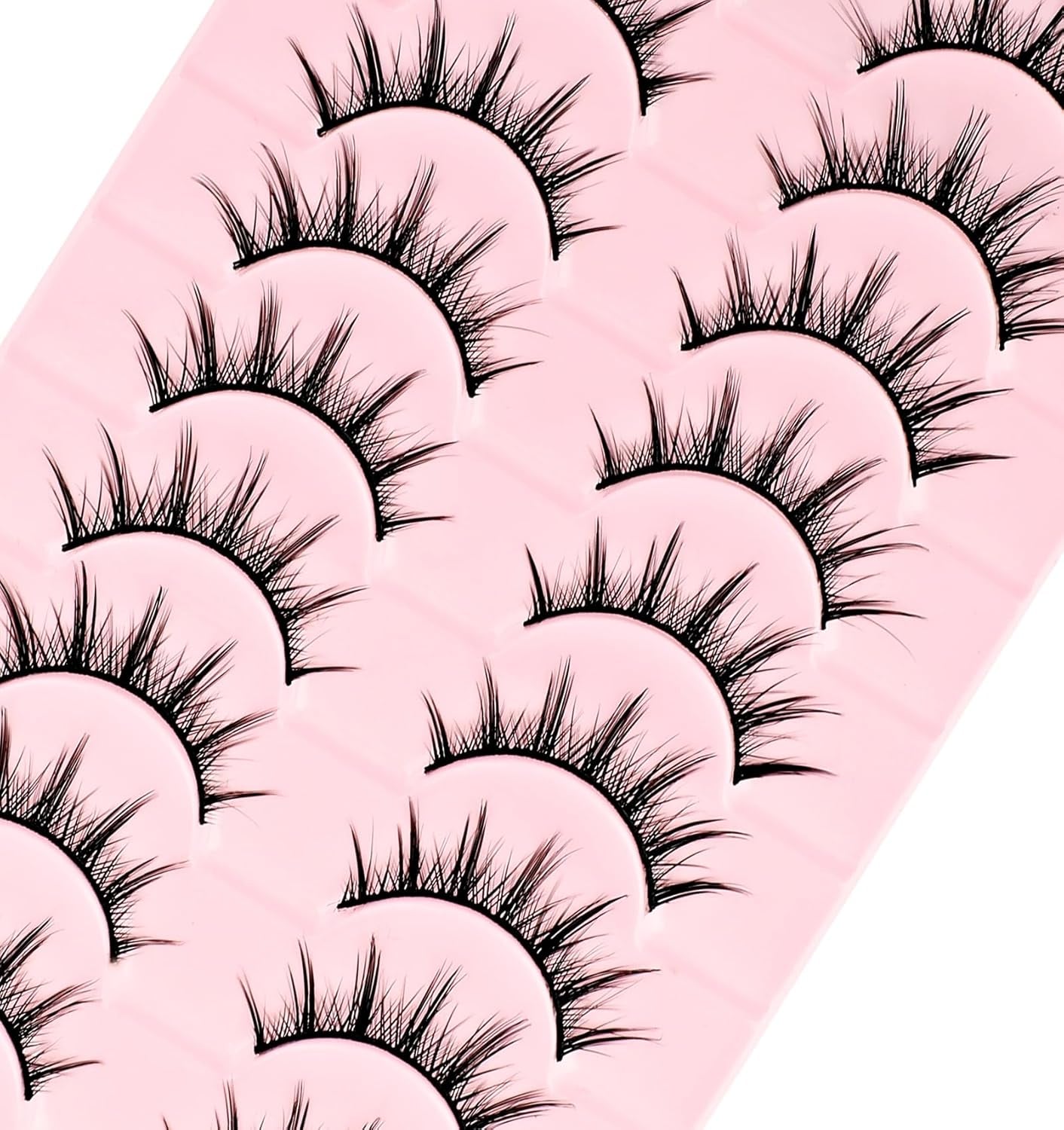 Manhua Lashes, Natural Anime Lashes Fairy 10 Pairs Spiky Manhua Lashes Anime Strip Lashes Faux Mink Lashes Wispy Korean Japanese Manga Lashes Look like Individual Cluster