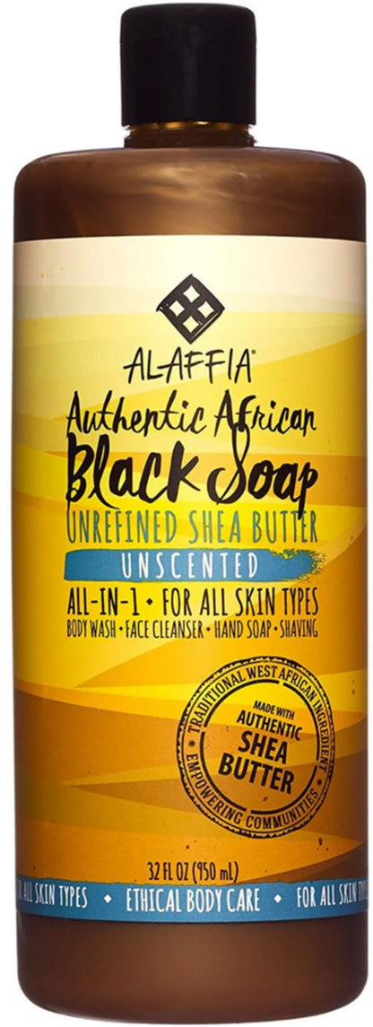 Authentic African Black Soap All-In-One, Unscented 32 Fl Oz