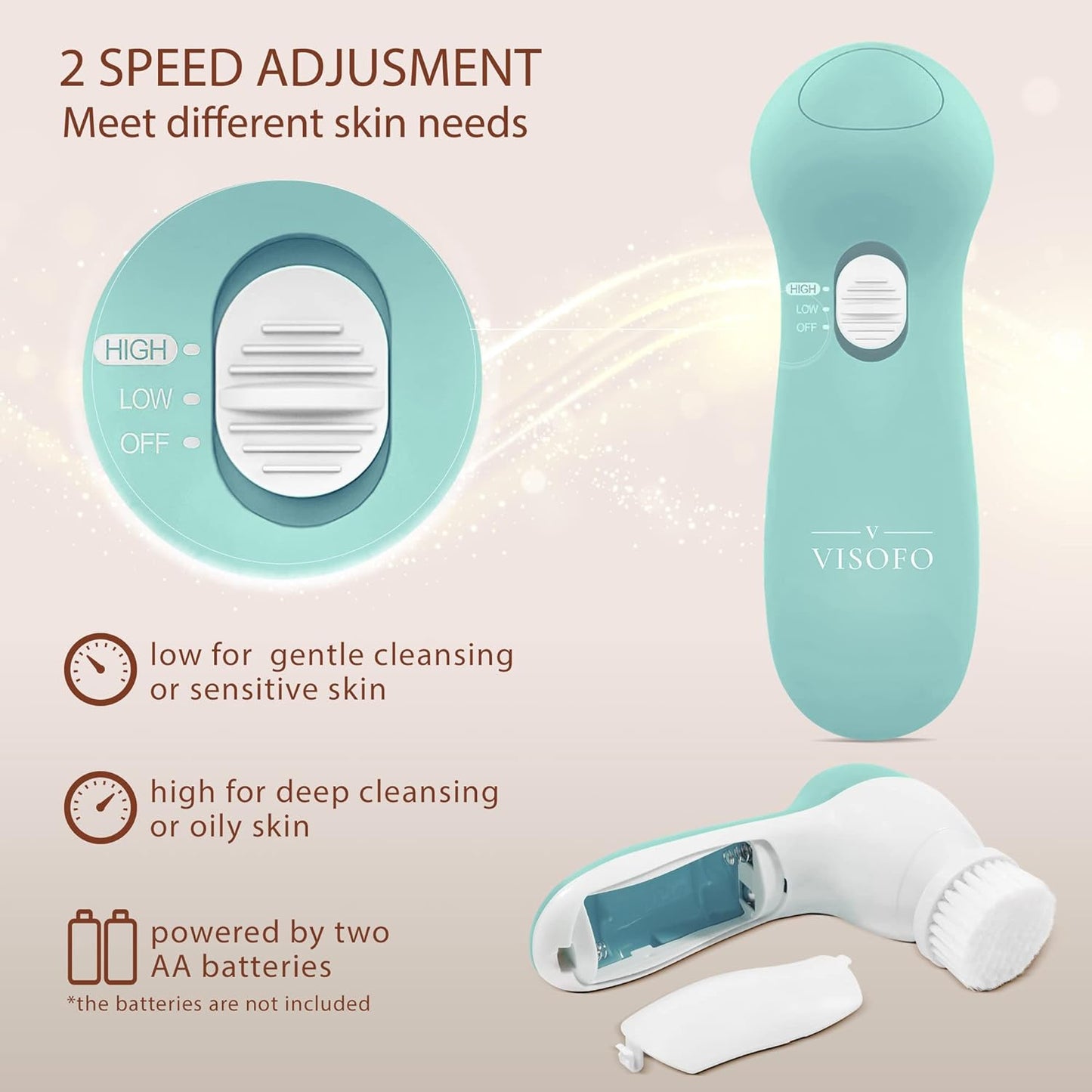 Face Scrubber | Facial Cleansing Brush Exfoliator Skin Care Products Beauty Products Powered Electric Wash Exfoliating Spin Cleanser Cleaning Scrub Including 7 Heads (Opal)