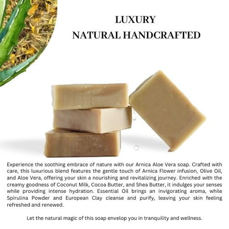 Arnica Aloe Vera with Rosemary Handcrafted Soap | Vegan | 100% Natural |Stimulates and Hydrating Properties for Hand, Face, & Body | Miami-Made - 1 Bar