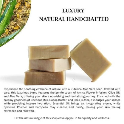 Arnica Aloe Vera with Rosemary Handcrafted Soap | Vegan | 100% Natural |Stimulates and Hydrating Properties for Hand, Face, & Body | Miami-Made - 1 Bar