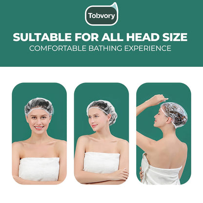 Disposable Shower Caps - 100PCS Shower Cap  Waterproof Plastic Shower Cap for Women Men for Hair - Extra Elastic Large Shower Caps for Bath, Hair Treatment, Conditioning in Home Hotel Travel