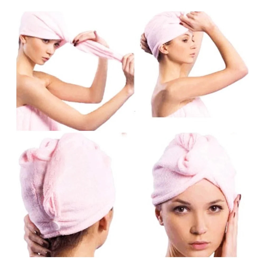 2 Quick Dry Twist Hair Turban Towel Microfiber Hair Wraps Bath Towel Cap Hat Spa