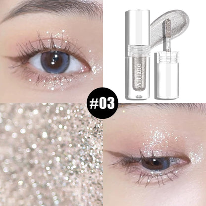 White Glitter Sparkly Liquid Eyeshadow Set,High-Impact Metallic Diamond Pearl Glitter Eyeshadows for Eyes/Face,Longwear Crystals Eye Makeup Bling Shimmery,Talc Free Fit Mature Skin for Old Women,#3