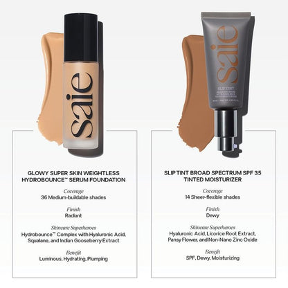 Slip Tint SPF 35 Tinted Moisturizer - Light Coverage Moisturizer + Broad Spectrum Zinc Oxide Sunscreen with Hydrating Hyaluronic Acid - Shade Three + Half (1.35 Oz)