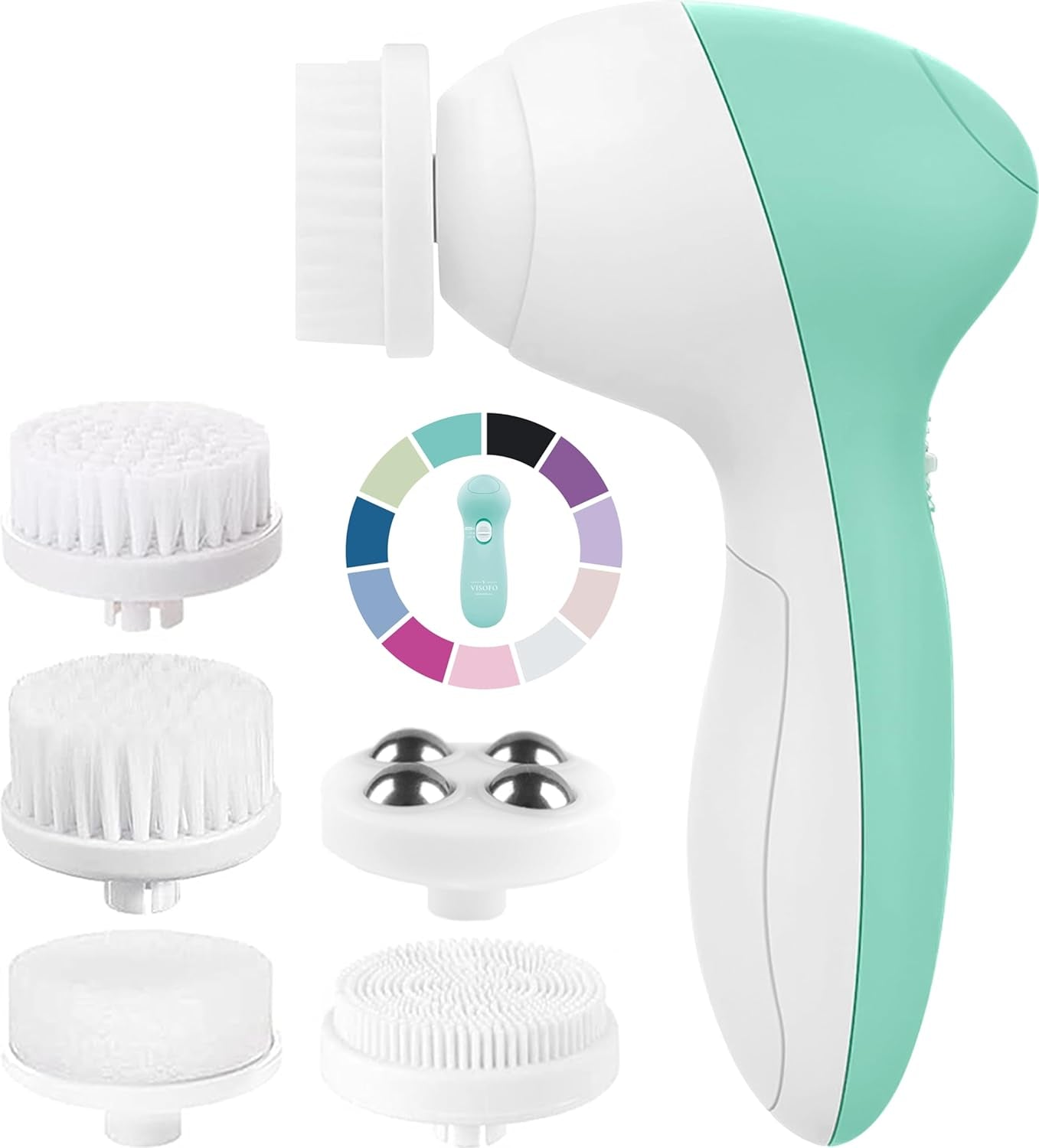 Face Scrubber | Facial Cleansing Brush Exfoliator Skin Care Products Beauty Products Powered Electric Wash Exfoliating Spin Cleanser Cleaning Scrub Including 7 Heads (Opal)