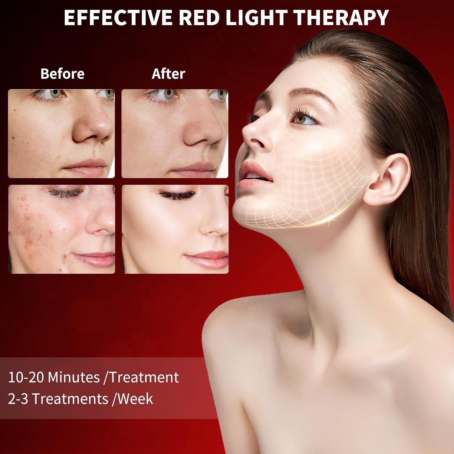 Red Light Therapy for Face, 7 Color LED Face Mask Neck Body SPA Skin Care Equipment at Home Use