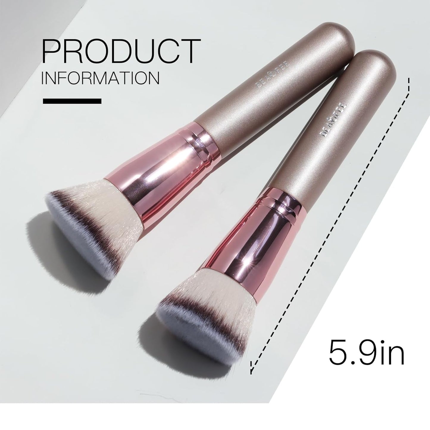 Foundation Brush Flat Top -Kabuki Makeup Brushes Foundation Brush for Liquid Makeup Cream Powder,The Big Fiber Bristles,Stippling Buffing Blending Good Premium Face Makeup Brush Set Tools Rose Gold