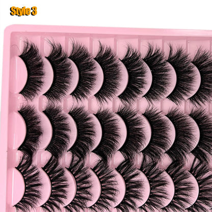 False Lashes Pack Wispy Strip Lashes Natural Look 3D Cat Eye Eyelashes Book 18Mm Long Volume C Curl Faux Mink Lashes Multipack (3 Styles)